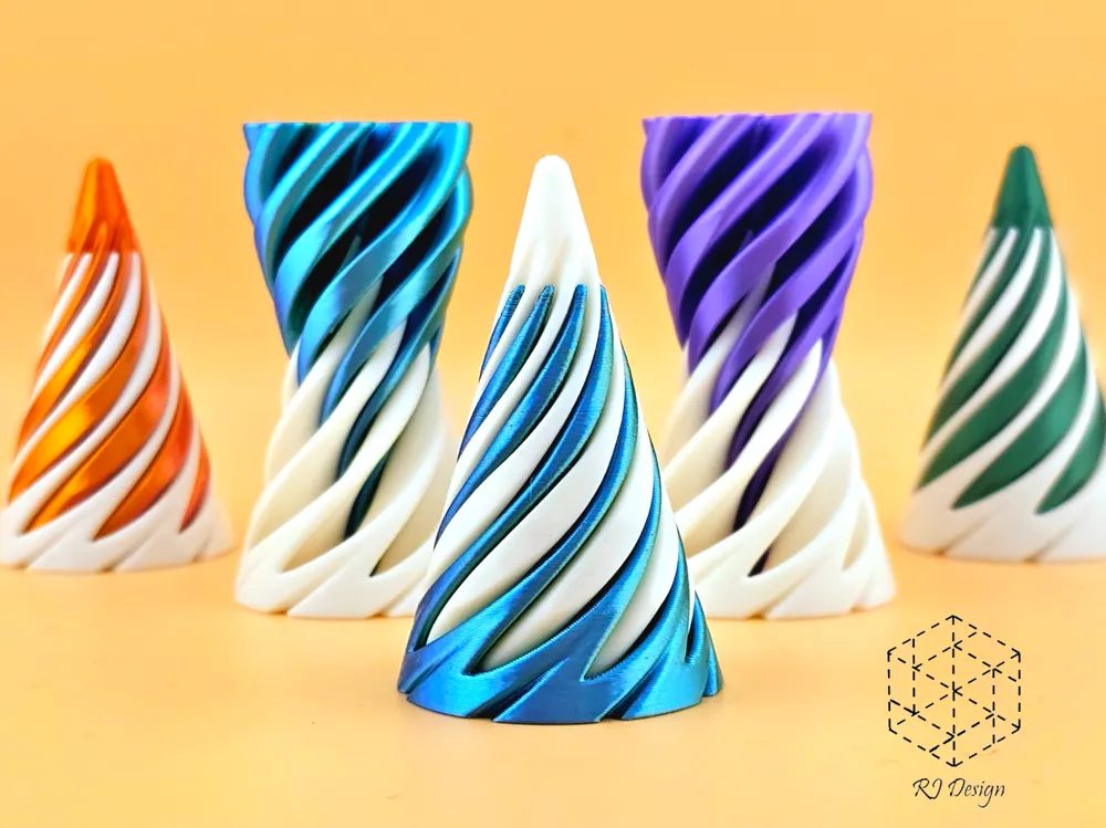 Spiral cones in several colors